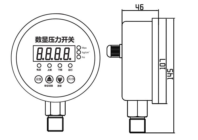 YL-814E數(shù)顯壓力開關(guān)尺寸圖